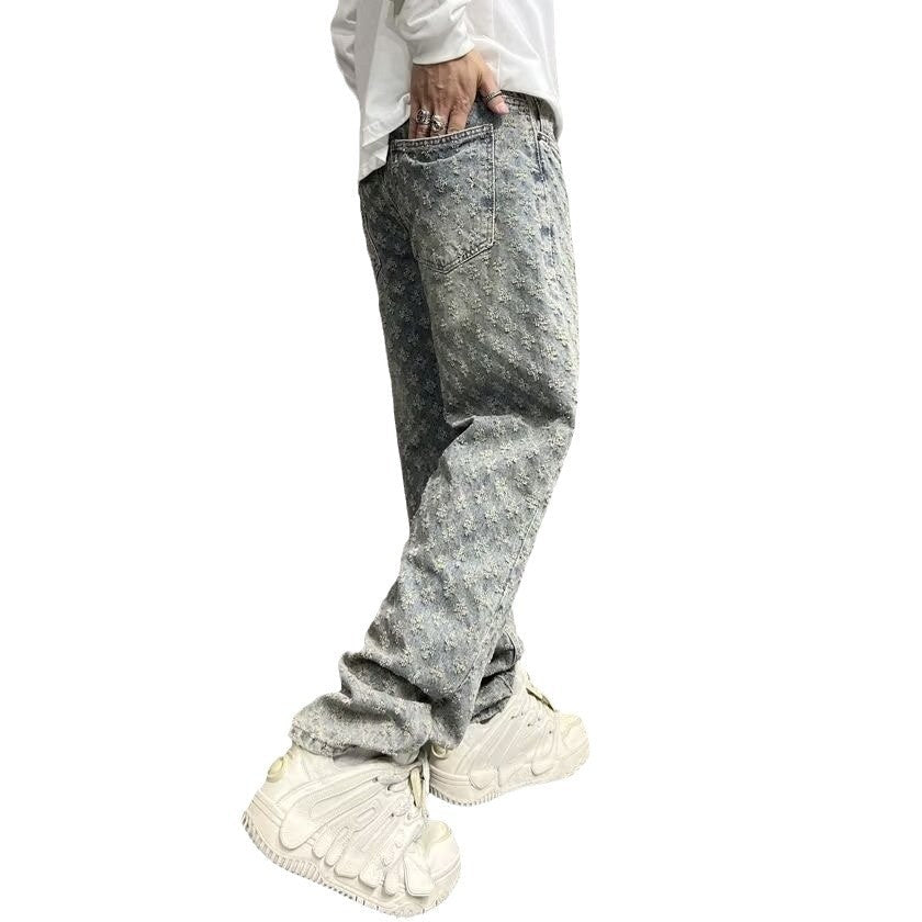 Jacquard Straight-Leg Jeans
