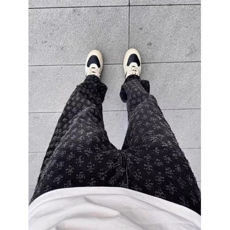 Jacquard Straight-Leg Jeans