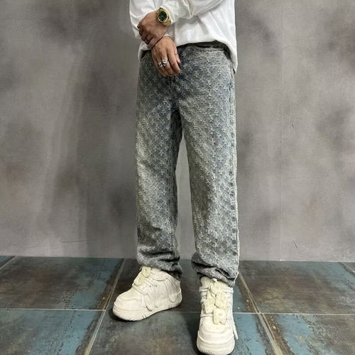 Jacquard Straight-Leg Jeans